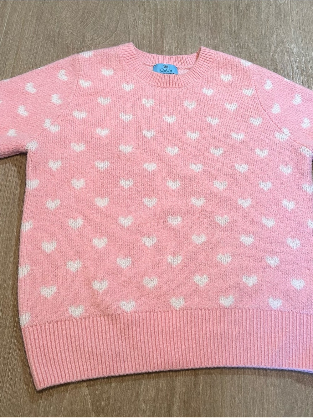 Pink Heart Pattern Crewneck Sweater